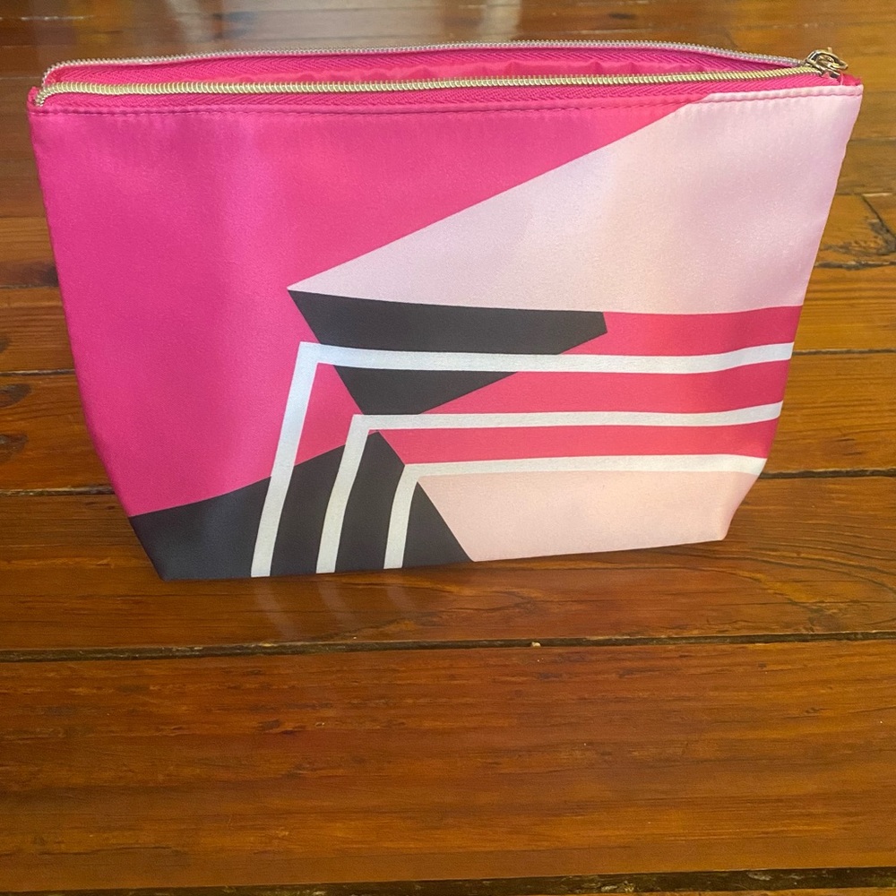 🧩 3/$20 Lancôme Cosmetic Bag Pink Geometric Print NWOT